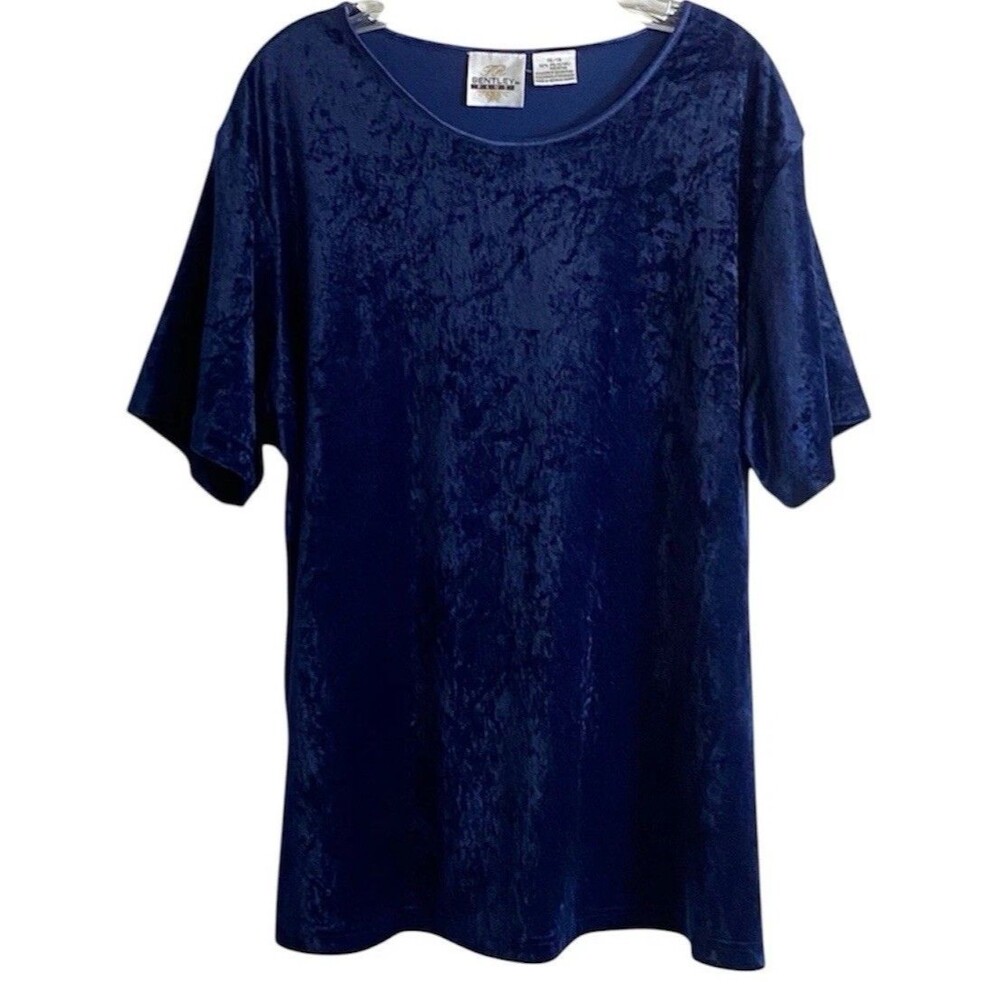 TR Bentley Plus Women Size 1X Velvet Pullover Top Royal Blue Romantic Fairycore
